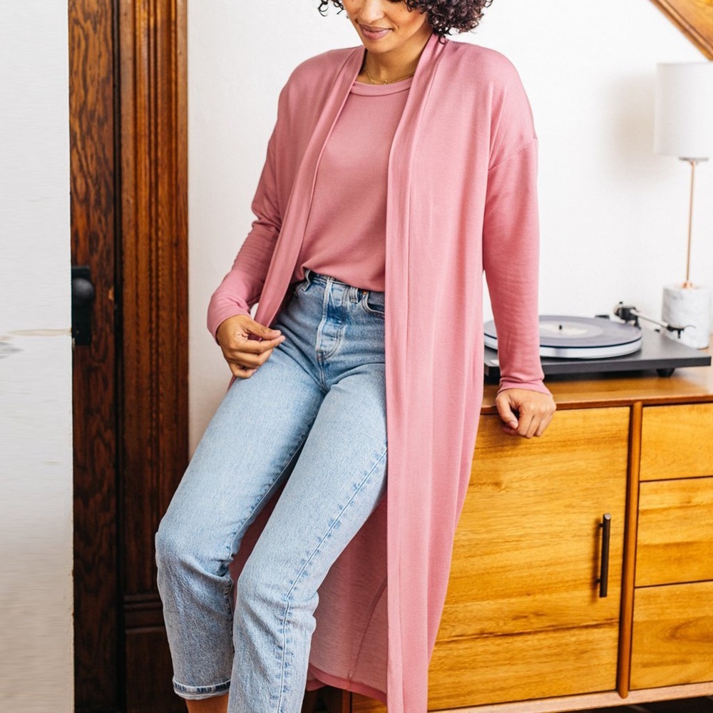 ELEGANTEES | Stroll duster in Mauve Pink